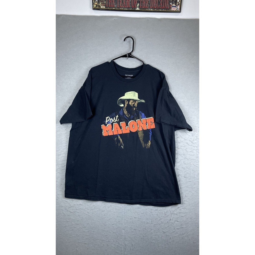 Post Malone Shirt Mens 2XL Black Cowboy‎ Hat Graphic Tee T-Shirt Tagless